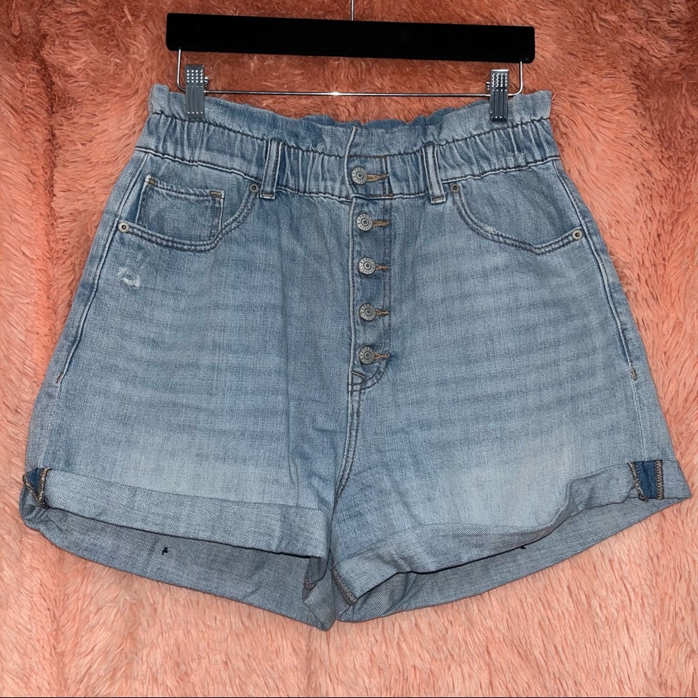 Express High Waisted Light Wash Shorts